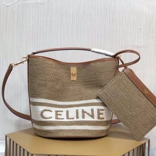 Bucket 16 beige printed bucket bag