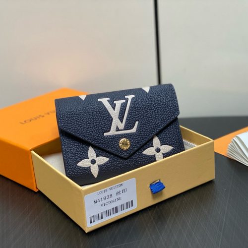 navy blue silk screen full leather three fold wallet series