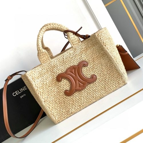 TCABAS THAIS small plant material and cow leather handbag