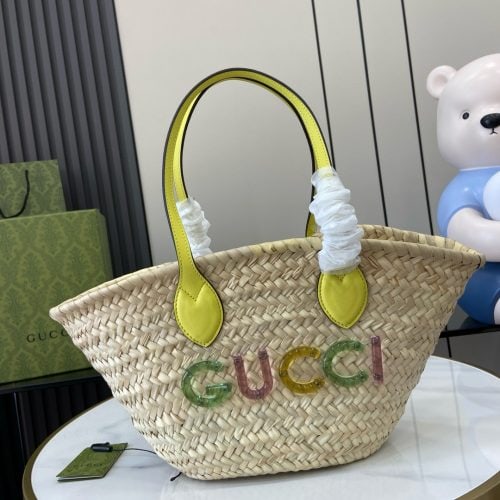 Mini woven tote bag with GG logo