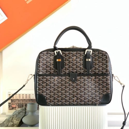 Splicing Leather Hand-held Briefcase for workday carry style