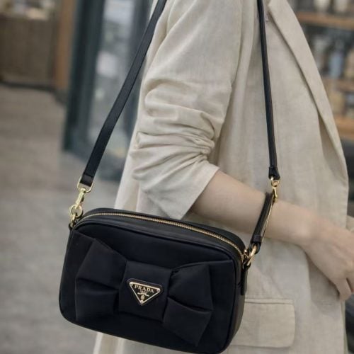 Bow Detail Nylon Shoulder Bag