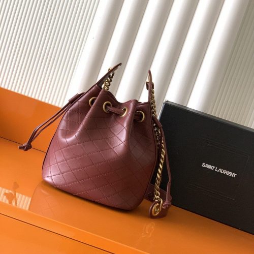 Mini Lambskin Quilted Bucket Bag for relaxed shoulder carry